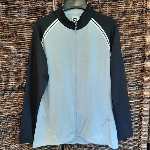 FootJoy Full Zip Performance Golf Jacket Men's Large Grey Black Outerwear - Picture 1 of 8